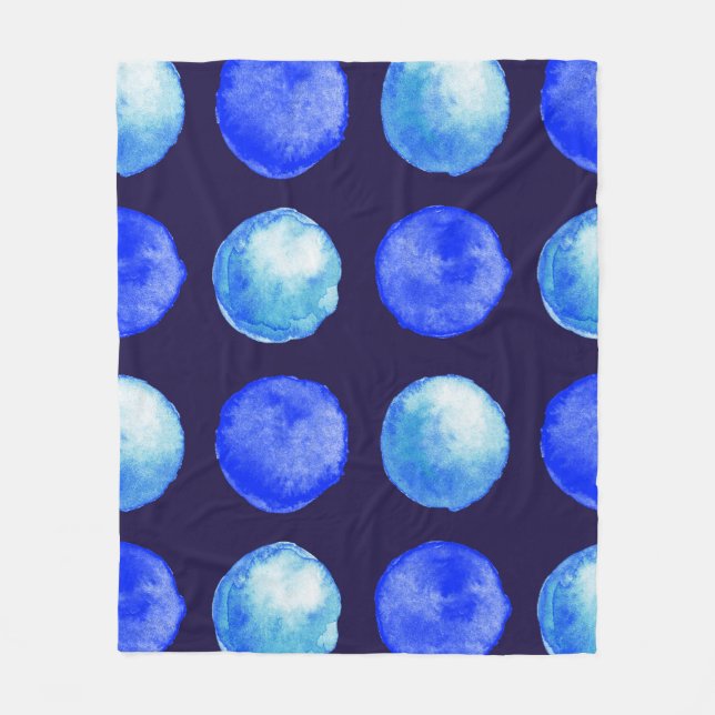 Couverture Polaire Aquarelle Bleue d'hiver Grand Motif (Devant)