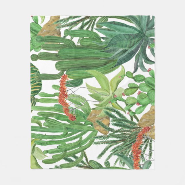 Couverture Polaire Aquarelle Cactus : Peinture Motif transparente (Devant)