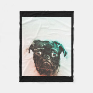 Couverture Polaire Aquarelle carlin Aquarelle d'art de chien de Car