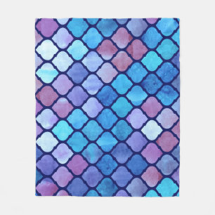 Couverture Polaire Aquarelle carreaux arabes géométriques Abstraits
