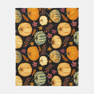 Couverture Polaire Aquarelle Citrouilles : Automne Motif sans couture