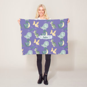 Couverture Polaire Aquarelle claire Dinosaure violet