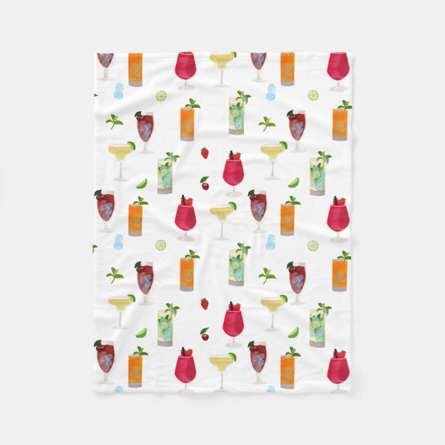 Couverture Polaire Aquarelle Cocktails & Boissons de fête (Devant)