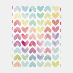 Couverture Polaire Aquarelle colorée incolore peint coeur patter