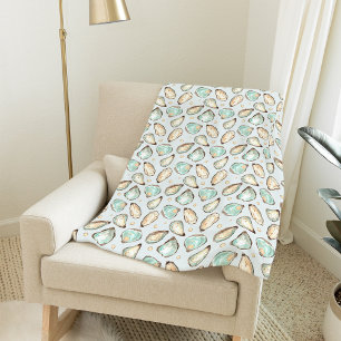 Couverture Polaire Aquarelle côtière huître et Motif Pearl