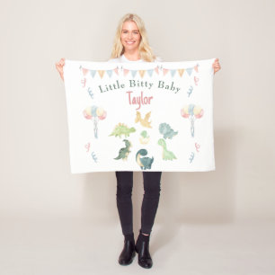 Couverture Polaire Aquarelle Cute Dinosaur Bébé personnalisé