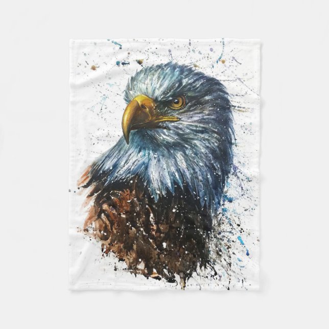 Couverture Polaire Aquarelle d'aigle américain (Devant)