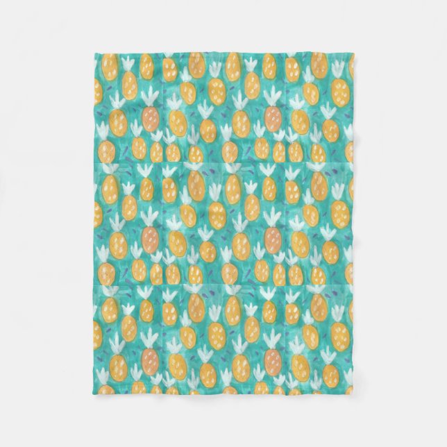 Couverture Polaire Aquarelle d'ananas (Devant)