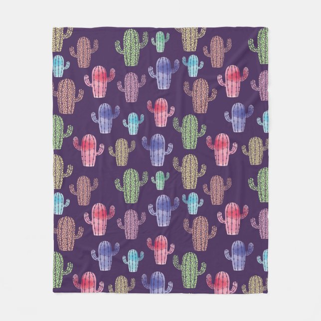 Couverture Polaire Aquarelle de cactus tendance tirant en continu mot (Devant)