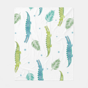 Couverture Polaire Aquarelle de crocodile : Motif Vintage d'alligator