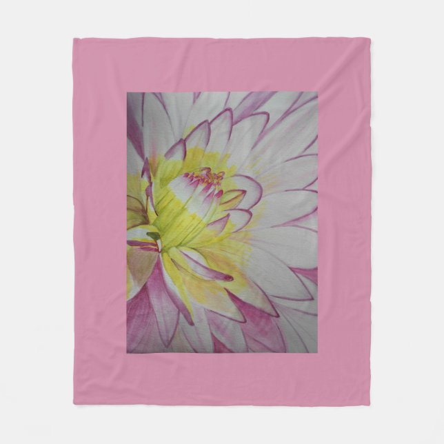 Couverture Polaire Aquarelle de dahlia de nourriture d'âme (Devant)