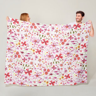 Couverture Polaire Aquarelle de fleurs sauvages