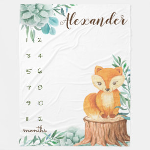 Couverture Polaire Aquarelle de jalon renard forestier
