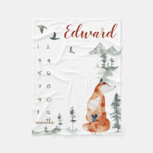 Couverture Polaire Aquarelle de jalon renard forestier