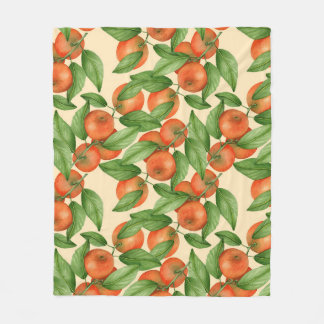 Couverture Polaire Aquarelle de mandarine, motif de fruits sans soudu