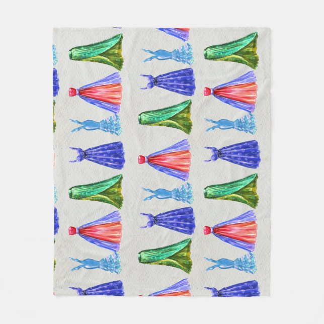 Couverture Polaire Aquarelle de mode, robes dessinées à la main motif (Devant)
