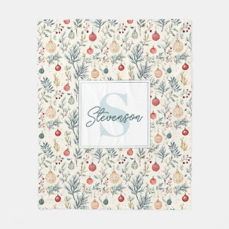 Couverture Polaire Aquarelle de Noël Vert esthétique