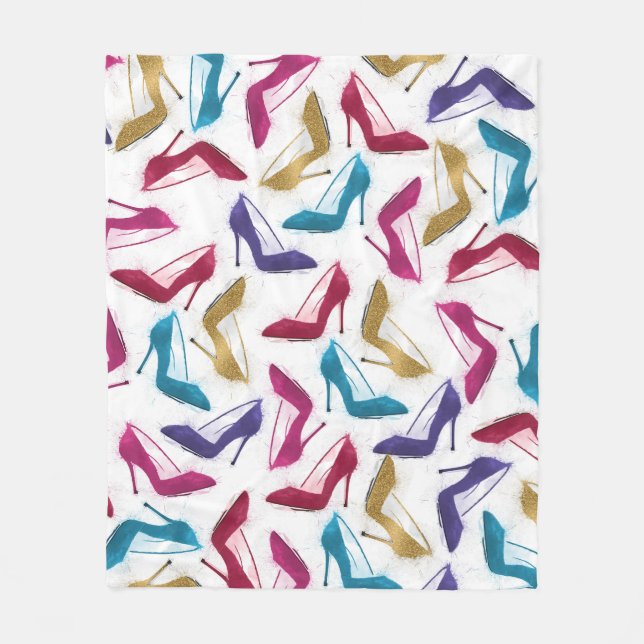 Couverture Polaire Aquarelle de talons haute or moderne (Devant)