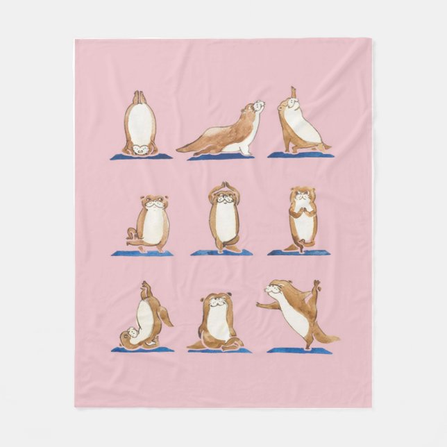 Couverture Polaire Aquarelle de yoga Otter (Devant)