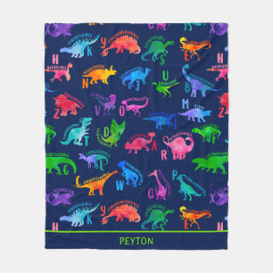 Couverture Polaire Aquarelle Dinosaure Alphabet Dino coloré enfants