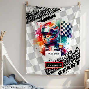 Couverture Polaire Aquarelle élégant Boy Racing Formule 1 Cadeau