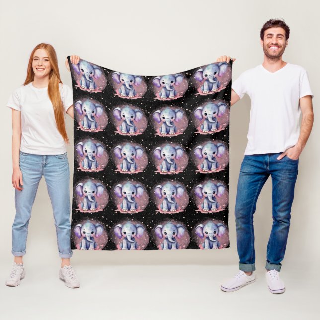 Couverture Polaire Aquarelle Elephant avec Motif moderne élégance (En situation)