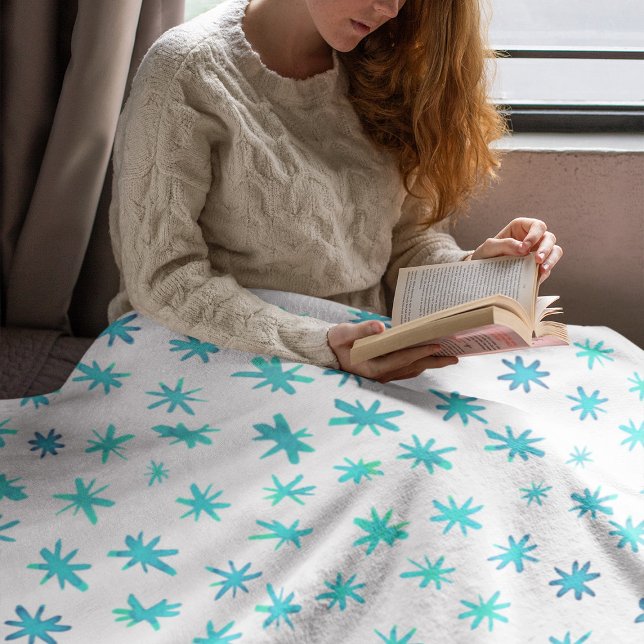 Couverture Polaire Aquarelle étoile - turquoise (Créateur téléchargé)