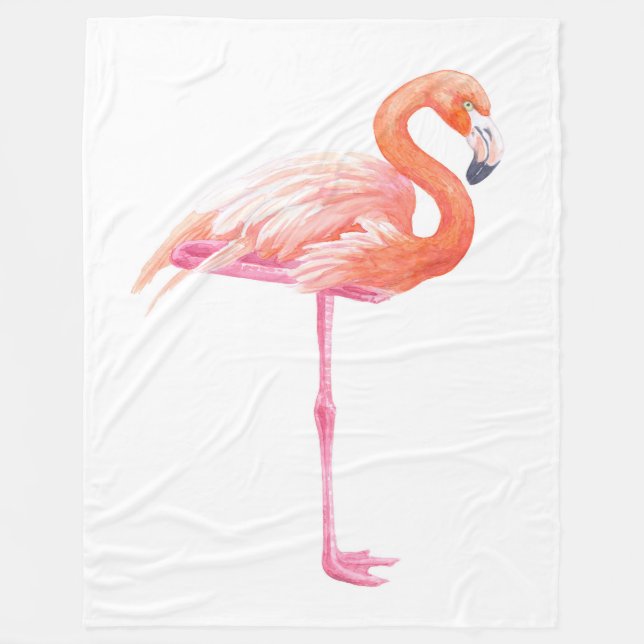 Couverture Polaire aquarelle Flamant rose (Devant)