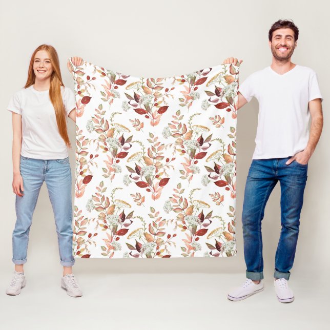 Couverture Polaire Aquarelle Fleur Sauvage d'Automne (En situation)