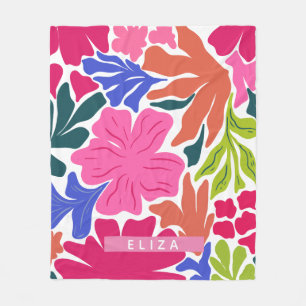 Couverture Polaire Aquarelle florale abstraite Nom personnalisé