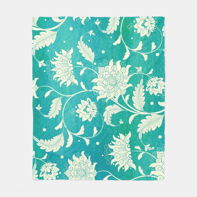 Couverture Polaire Aquarelle florale de porcelaine chinoise (Devant)