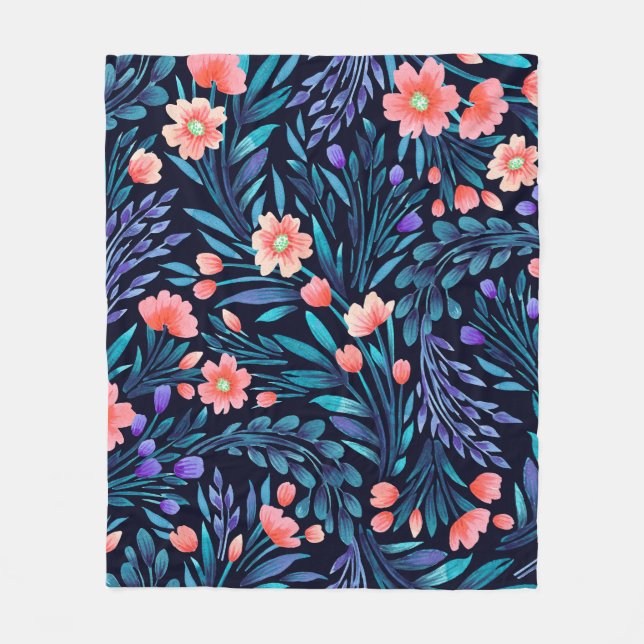Couverture Polaire Aquarelle florale motif transparent. (Devant)