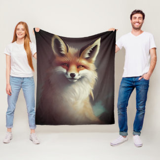 Couverture Polaire Aquarelle Fluffy Imaginaire Red Fox