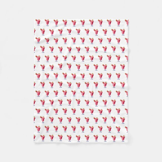 Couverture Polaire Aquarelle Fraise Cocktail Boisson (Devant)