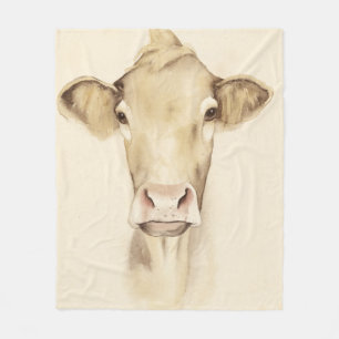 Couverture Polaire Aquarelle Grange Animaux Vache