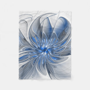Couverture Polaire Aquarelle gris bleu Abstrait Fractal Art Flower