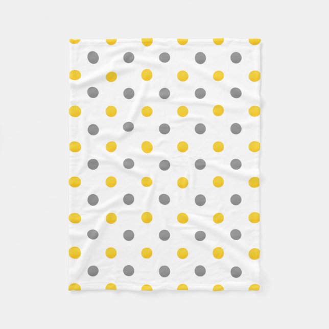 Couverture Polaire Aquarelle gris jaune Pois (Devant)