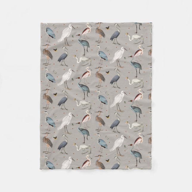 Couverture Polaire Aquarelle Heron Bird Egret Nature Motif (Devant)