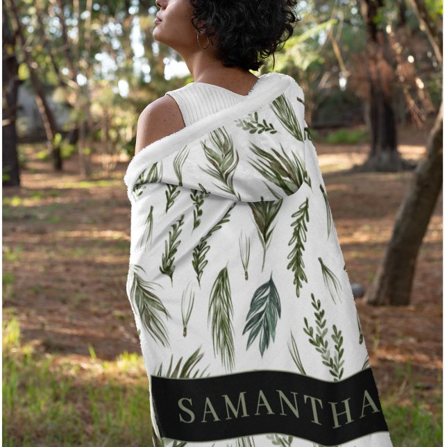 Couverture Polaire Aquarelle Hiver Vert Motif sans couture (Créateur téléchargé)