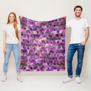 Couverture Polaire Aquarelle isométrique avec galaxie dorée et marbré