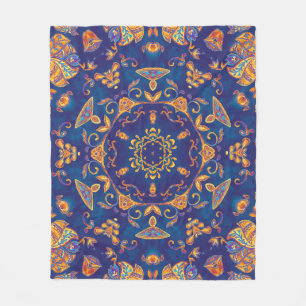 Couverture Polaire Aquarelle Kaleidoscope Mandala Oriental Design.