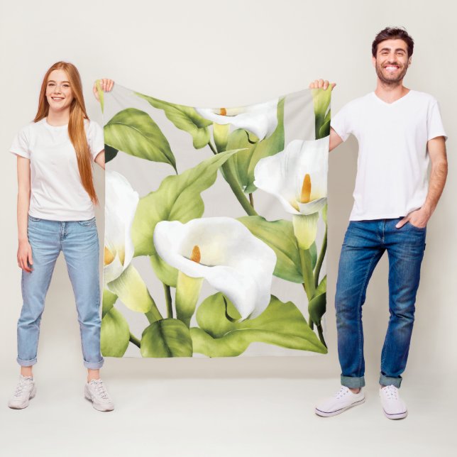 Couverture Polaire Aquarelle Lit blanche 3 (En situation)