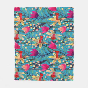 Couverture Polaire Aquarelle Lumineuse : Design Floral Sans Maille.