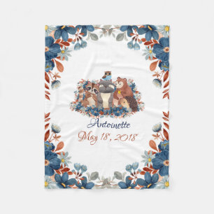 Couverture Polaire Aquarelle mignonne Bois Animaux