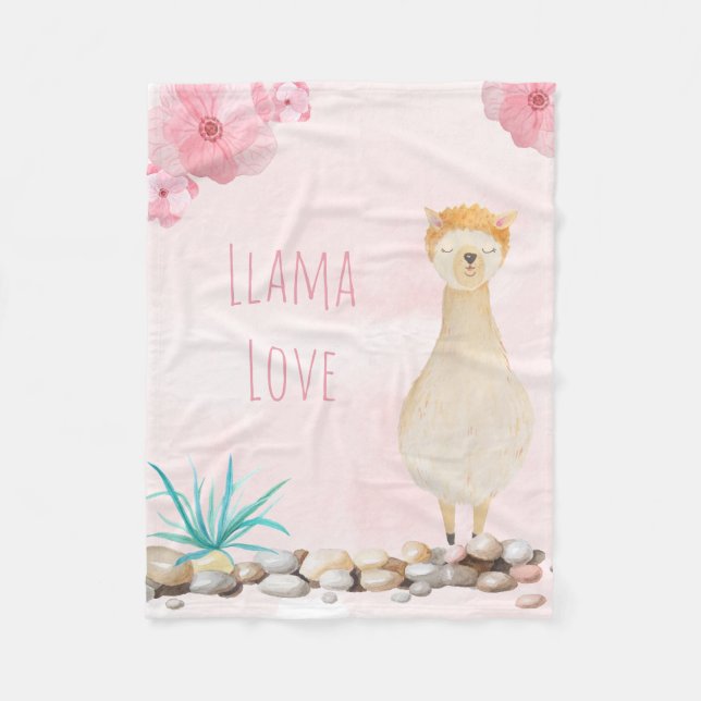 Couverture Polaire Aquarelle mignonne Pastel Pas De Problème Llama Nu (Devant)