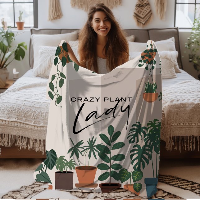 Couverture Polaire Aquarelle moderne Crazy Plante Lady Houseplant (Créateur téléchargé)