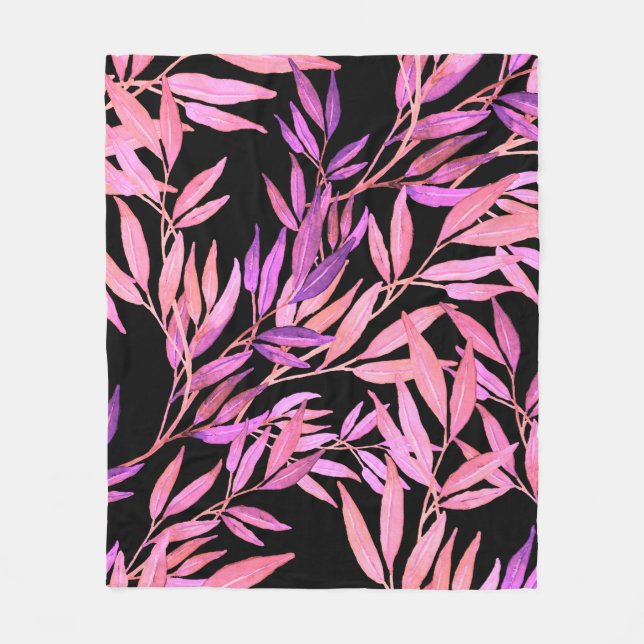 Couverture Polaire Aquarelle motif sans couture avec feuilles. Bright (Devant)