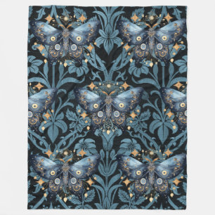 Couverture Polaire Aquarelle mystique Bleu et doré Night Moth