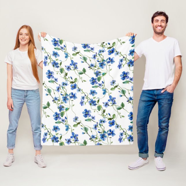 Couverture Polaire aquarelle ne m'oublie pas de fleurs (En situation)