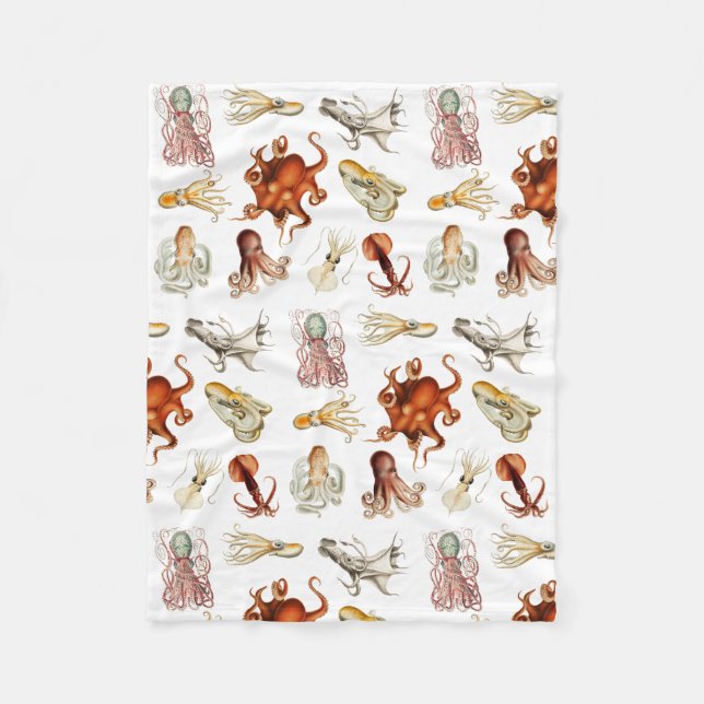 Couverture Polaire Aquarelle Octopus Cephalopod Océan Animaux (Devant)